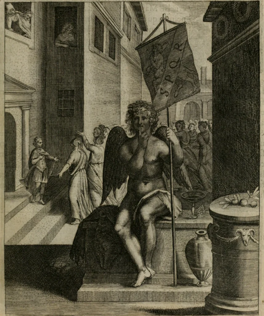 An illustration from La doctrine des moeurs : tiree de la philosophie des stoiques: representee en cent tableaux. Et expliquee en cent discours pour l'instruction de la ieunesse. Au Roy, 1646, leaf 78