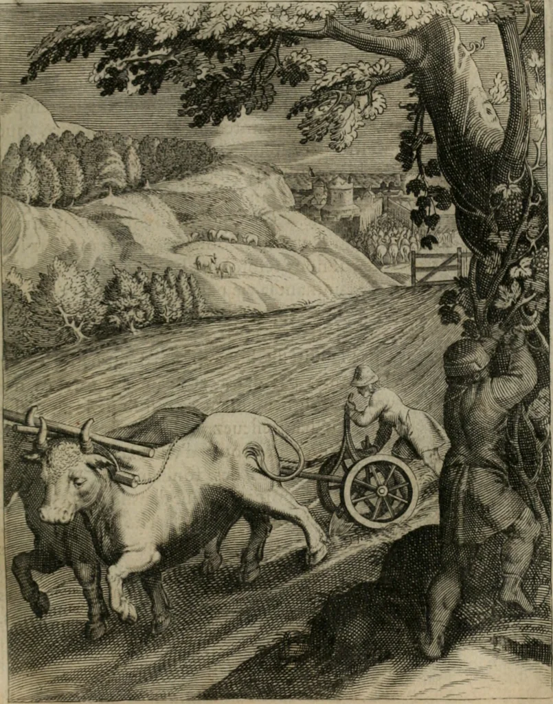 An illustration from La doctrine des moeurs : tiree de la philosophie des stoiques: representee en cent tableaux. Et expliquee en cent discours pour l'instruction de la ieunesse. Au Roy, 1646, leaf 82