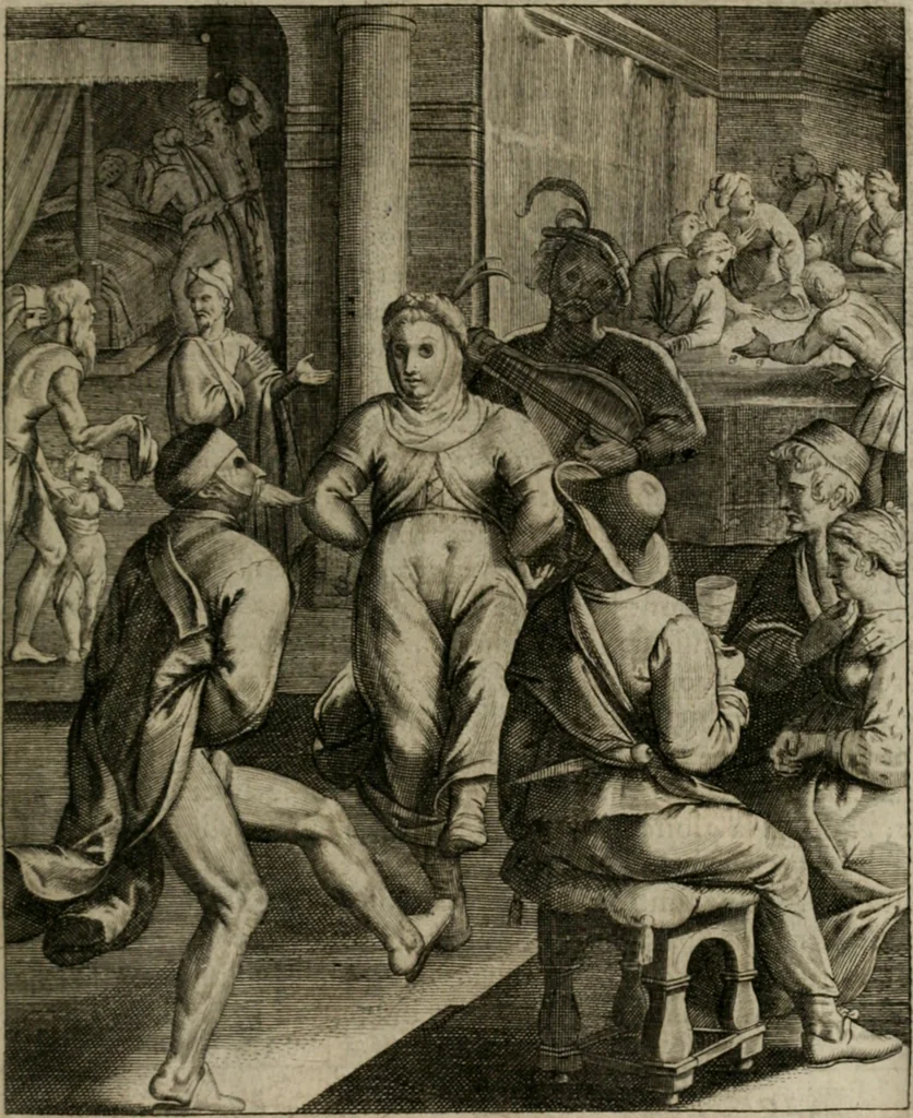 An illustration from La doctrine des moeurs : tiree de la philosophie des stoiques: representee en cent tableaux. Et expliquee en cent discours pour l'instruction de la ieunesse. Au Roy, 1646, leaf 88