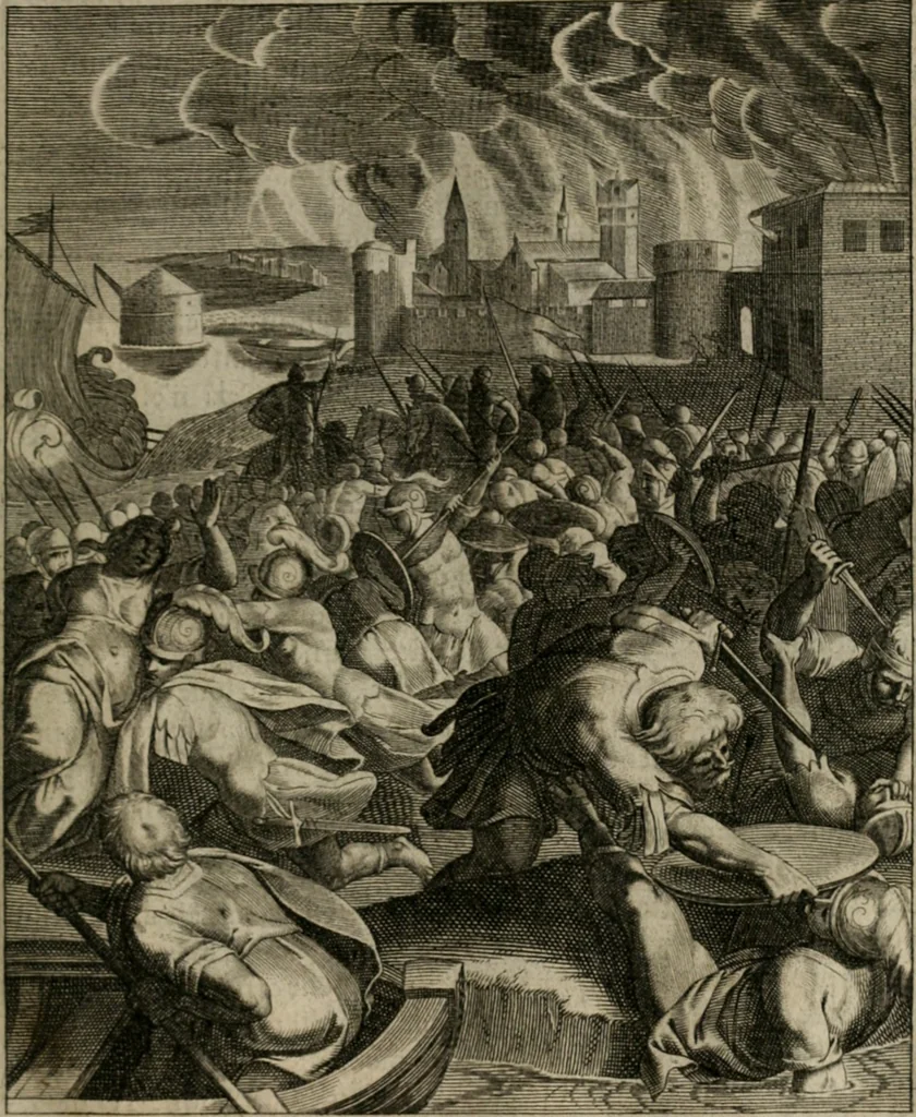 An illustration from La doctrine des moeurs : tiree de la philosophie des stoiques: representee en cent tableaux. Et expliquee en cent discours pour l'instruction de la ieunesse. Au Roy, 1646, leaf 90