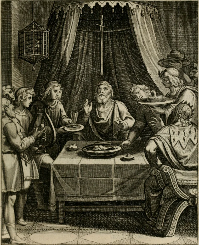 An illustration from La doctrine des moeurs : tiree de la philosophie des stoiques: representee en cent tableaux. Et expliquee en cent discours pour l'instruction de la ieunesse. Au Roy, 1646, leaf 98