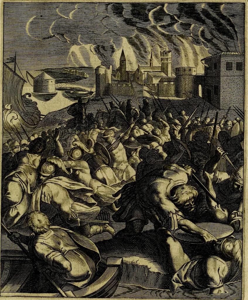 An illustration from La doctrine des moevrs, tiree de la philosophie des stoiques, representee en cent tableavx et expliqvee en cent discovrs pour l'instruction de la ieunesse, 1646, leaf 102