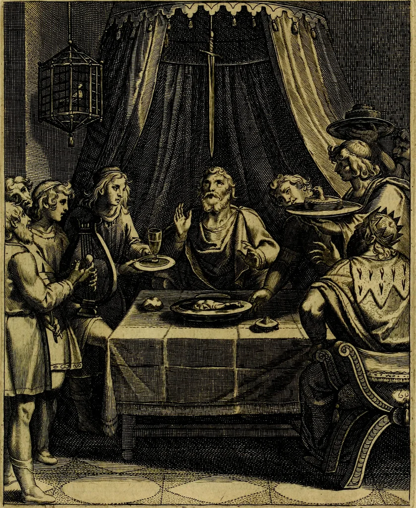 An illustration from La doctrine des moevrs, tiree de la philosophie des stoiques, representee en cent tableavx et expliqvee en cent discovrs pour l'instruction de la ieunesse, 1646, leaf 110