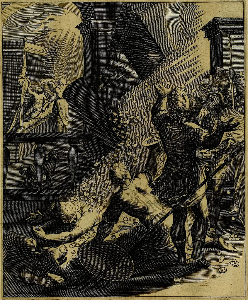 An illustration from La doctrine des moevrs, tiree de la philosophie des stoiques, representee en cent tableavx et expliqvee en cent discovrs pour l'instruction de la ieunesse, 1646, leaf 126