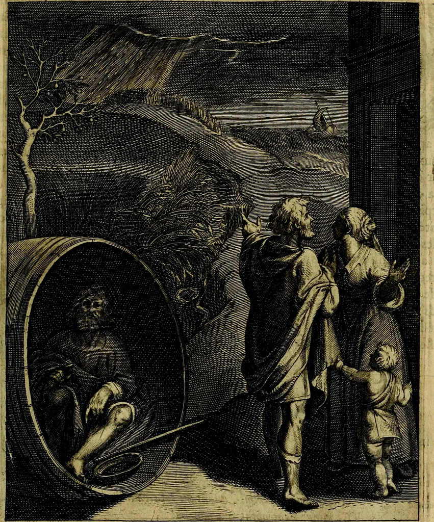 An illustration from La doctrine des moevrs, tiree de la philosophie des stoiques, representee en cent tableavx et expliqvee en cent discovrs pour l'instruction de la ieunesse, 1646, leaf 130