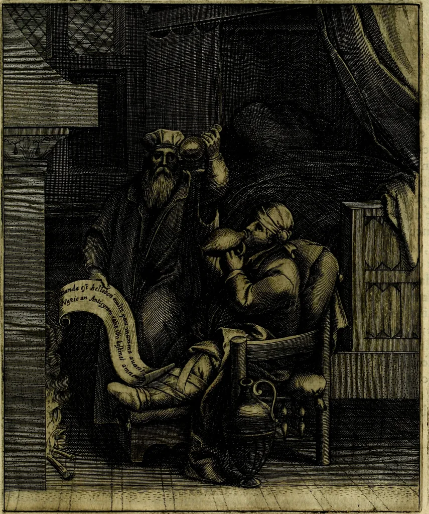 An illustration from La doctrine des moevrs, tiree de la philosophie des stoiques, representee en cent tableavx et expliqvee en cent discovrs pour l'instruction de la ieunesse, 1646, leaf 136