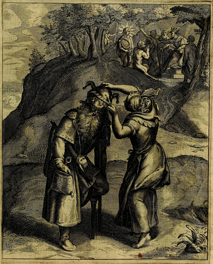 An illustration from La doctrine des moevrs, tiree de la philosophie des stoiques, representee en cent tableavx et expliqvee en cent discovrs pour l'instruction de la ieunesse, 1646, leaf 140