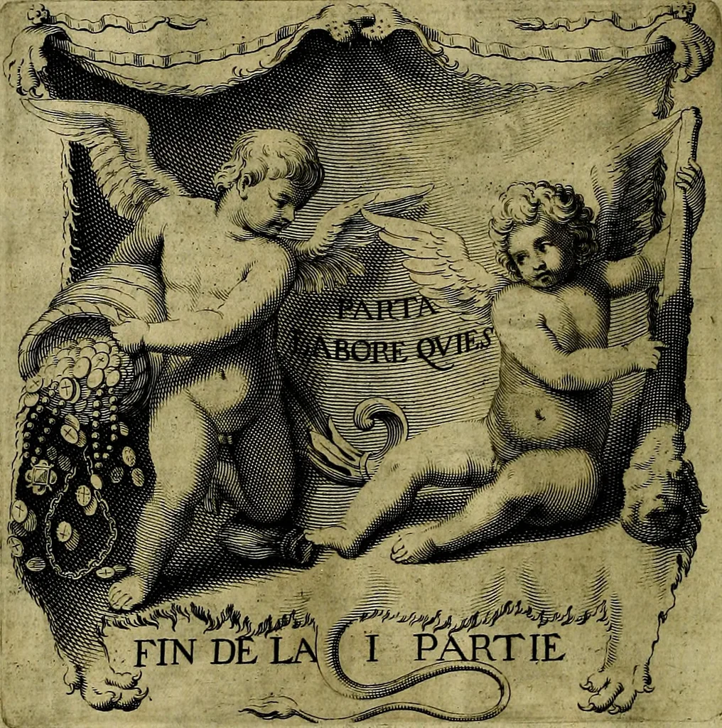 An illustration from La doctrine des moevrs, tiree de la philosophie des stoiques, representee en cent tableavx et expliqvee en cent discovrs pour l'instruction de la ieunesse, 1646, leaf 149