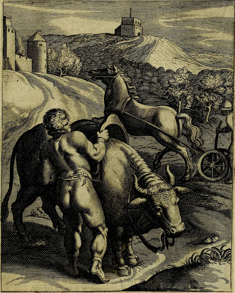 An illustration from La doctrine des moevrs, tiree de la philosophie des stoiques, representee en cent tableavx et expliqvee en cent discovrs pour l'instruction de la ieunesse, 1646, leaf 156