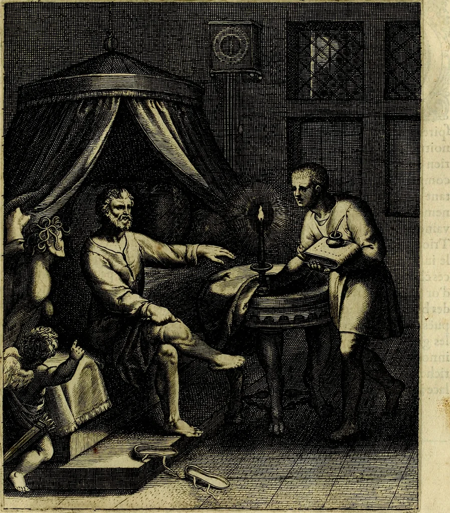 An illustration from La doctrine des moevrs, tiree de la philosophie des stoiques, representee en cent tableavx et expliqvee en cent discovrs pour l'instruction de la ieunesse, 1646, leaf 164