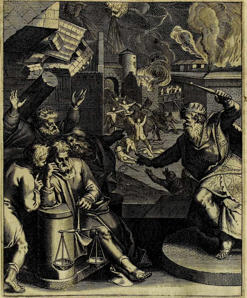 An illustration from La doctrine des moevrs, tiree de la philosophie des stoiques, representee en cent tableavx et expliqvee en cent discovrs pour l'instruction de la ieunesse, 1646, leaf 170