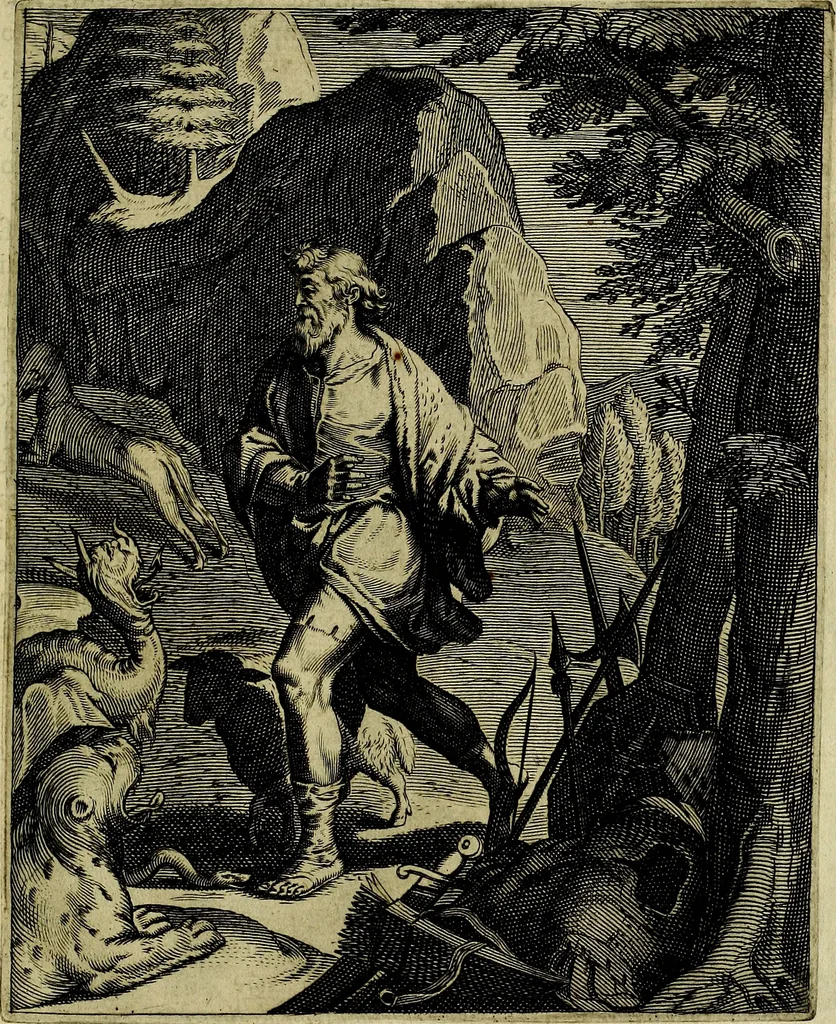 An illustration from La doctrine des moevrs, tiree de la philosophie des stoiques, representee en cent tableavx et expliqvee en cent discovrs pour l'instruction de la ieunesse, 1646, leaf 172