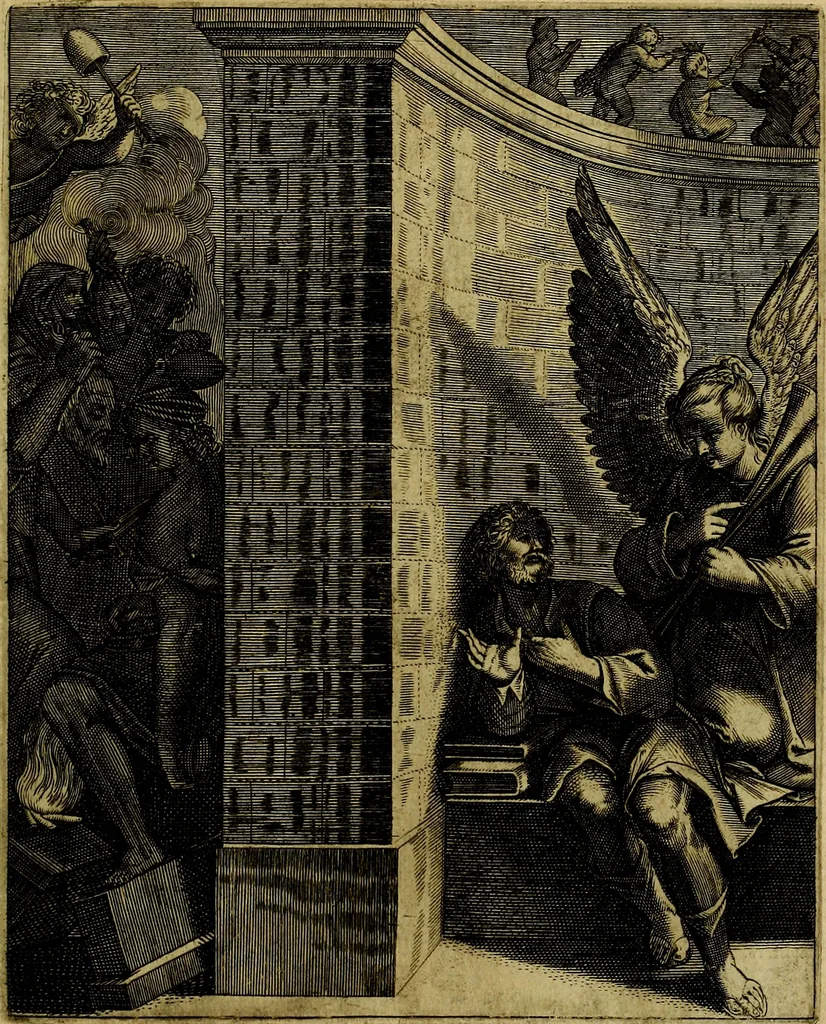 An illustration from La doctrine des moevrs, tiree de la philosophie des stoiques, representee en cent tableavx et expliqvee en cent discovrs pour l'instruction de la ieunesse, 1646, leaf 176
