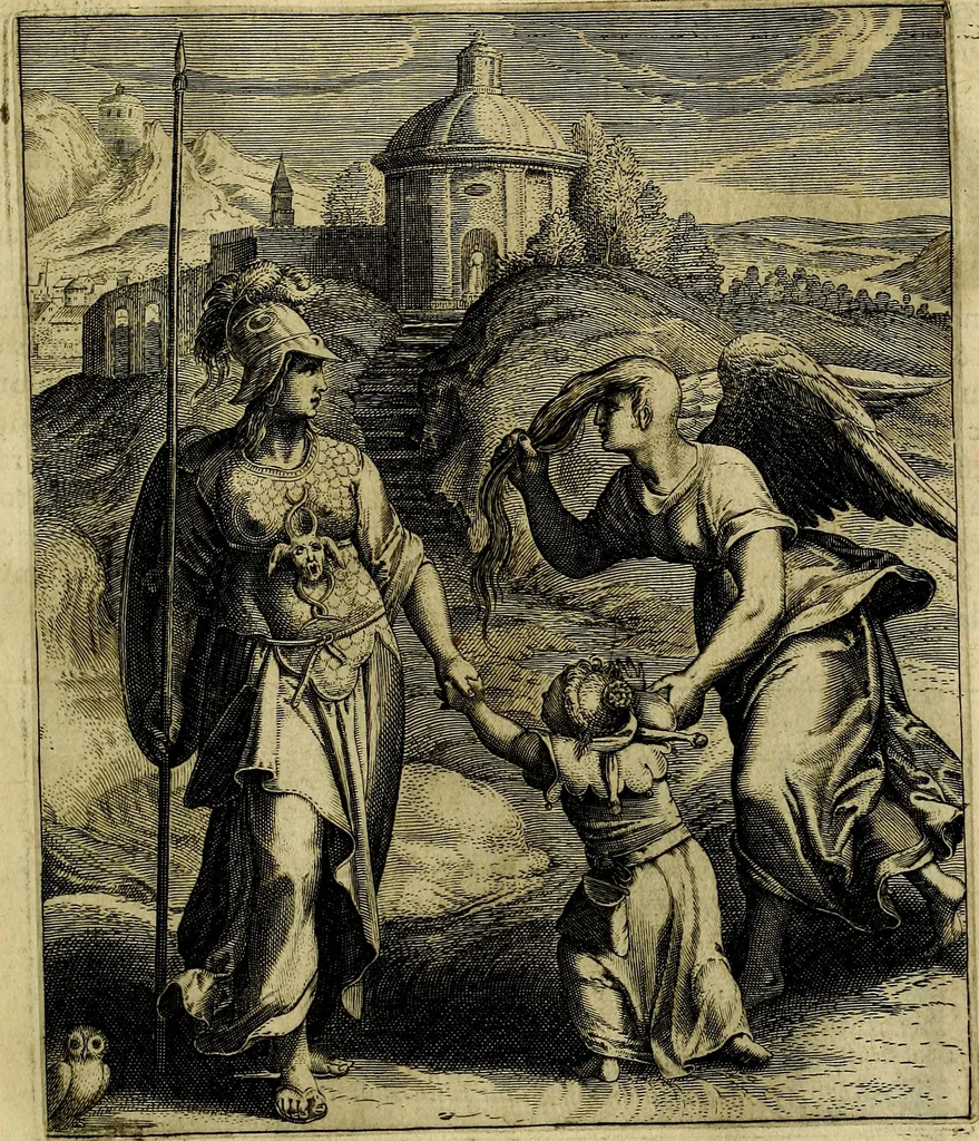 An illustration from La doctrine des moevrs, tiree de la philosophie des stoiques, representee en cent tableavx et expliqvee en cent discovrs pour l'instruction de la ieunesse, 1646, leaf 188
