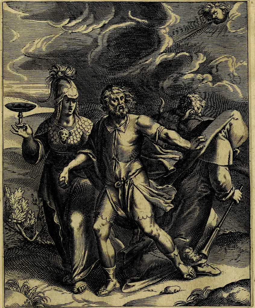 An illustration from La doctrine des moevrs, tiree de la philosophie des stoiques, representee en cent tableavx et expliqvee en cent discovrs pour l'instruction de la ieunesse, 1646, leaf 190