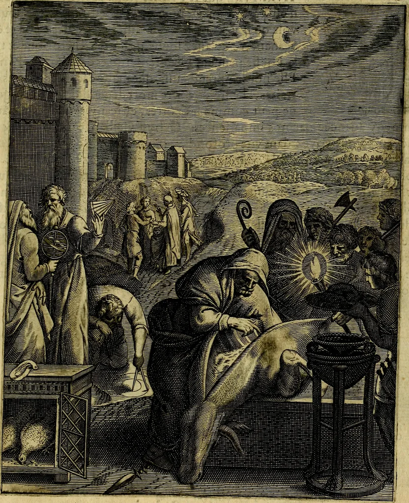 An illustration from La doctrine des moevrs, tiree de la philosophie des stoiques, representee en cent tableavx et expliqvee en cent discovrs pour l'instruction de la ieunesse, 1646, leaf 216