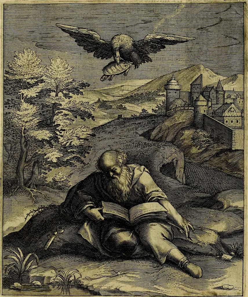 An illustration from La doctrine des moevrs, tiree de la philosophie des stoiques, representee en cent tableavx et expliqvee en cent discovrs pour l'instruction de la ieunesse, 1646, leaf 218