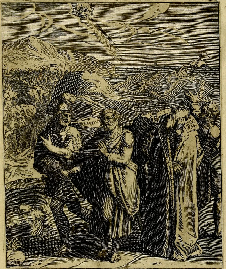 An illustration from La doctrine des moevrs, tiree de la philosophie des stoiques, representee en cent tableavx et expliqvee en cent discovrs pour l'instruction de la ieunesse, 1646, leaf 224