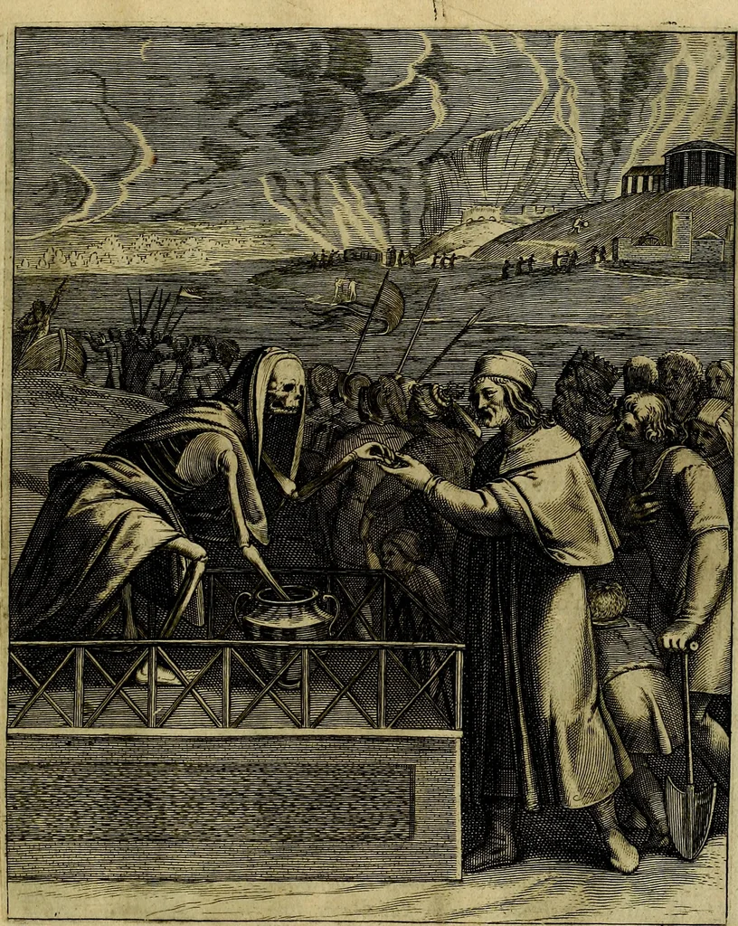 An illustration from La doctrine des moevrs, tiree de la philosophie des stoiques, representee en cent tableavx et expliqvee en cent discovrs pour l'instruction de la ieunesse, 1646, leaf 230