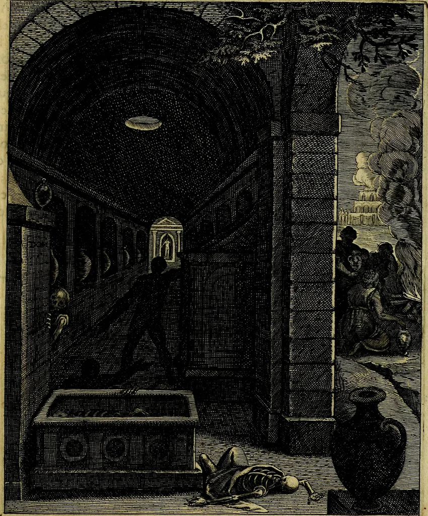 An illustration from La doctrine des moevrs, tiree de la philosophie des stoiques, representee en cent tableavx et expliqvee en cent discovrs pour l'instruction de la ieunesse, 1646, leaf 236