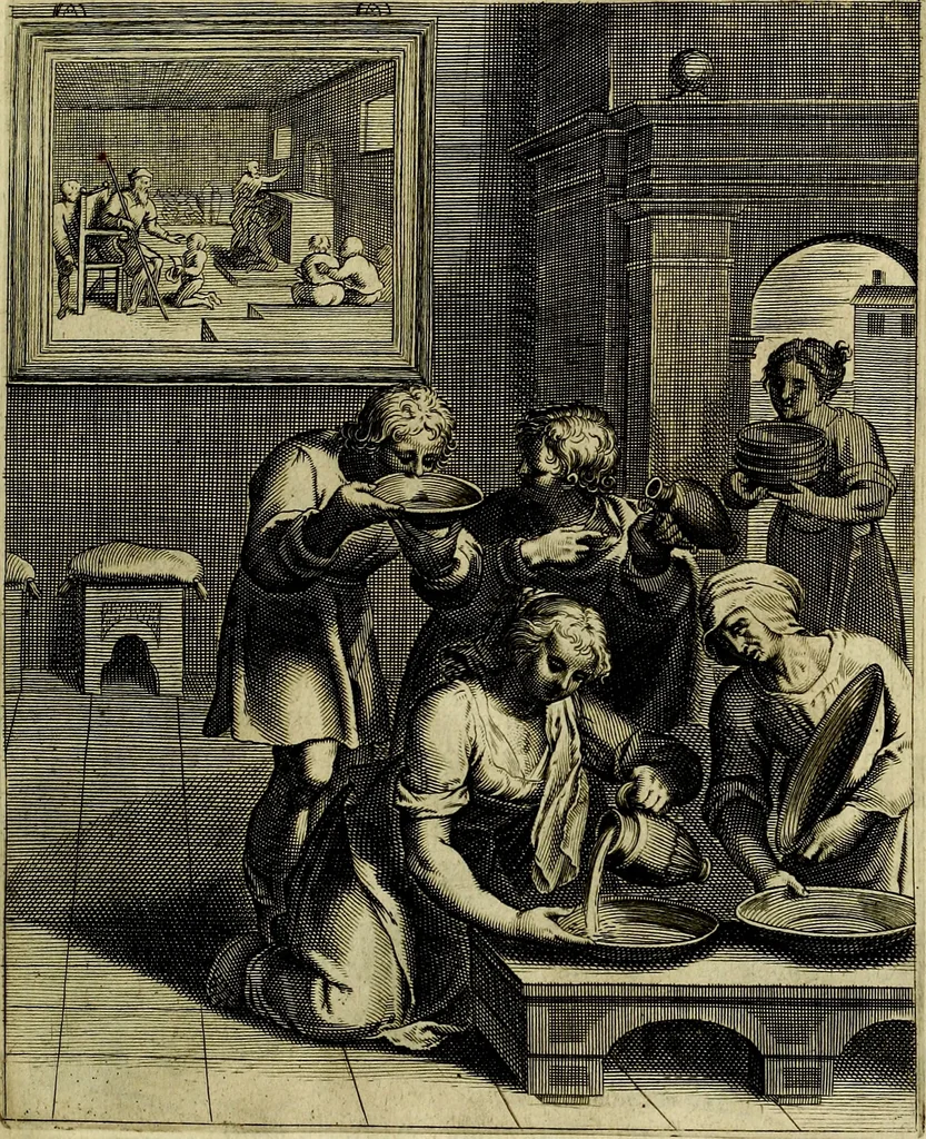 An illustration from La doctrine des moevrs, tiree de la philosophie des stoiques, representee en cent tableavx et expliqvee en cent discovrs pour l'instruction de la ieunesse, 1646, leaf 34