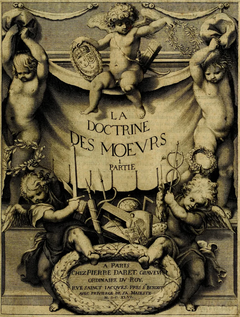 An illustration from La doctrine des moevrs, tiree de la philosophie des stoiques, representee en cent tableavx et expliqvee en cent discovrs pour l'instruction de la ieunesse, 1646, leaf 4