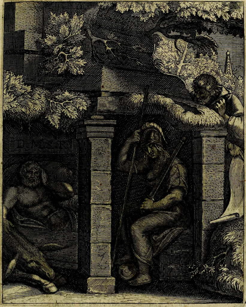 An illustration from La doctrine des moevrs, tiree de la philosophie des stoiques, representee en cent tableavx et expliqvee en cent discovrs pour l'instruction de la ieunesse, 1646, leaf 40