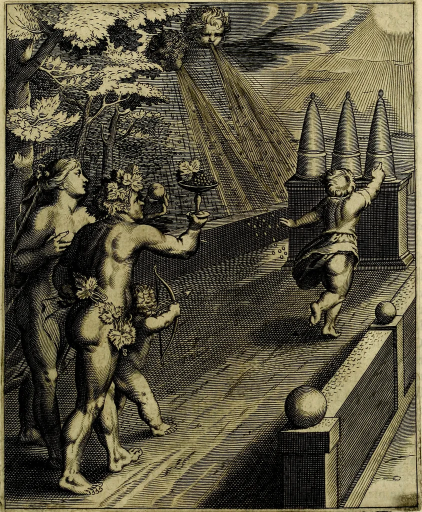 An illustration from La doctrine des moevrs, tiree de la philosophie des stoiques, representee en cent tableavx et expliqvee en cent discovrs pour l'instruction de la ieunesse, 1646, leaf 44