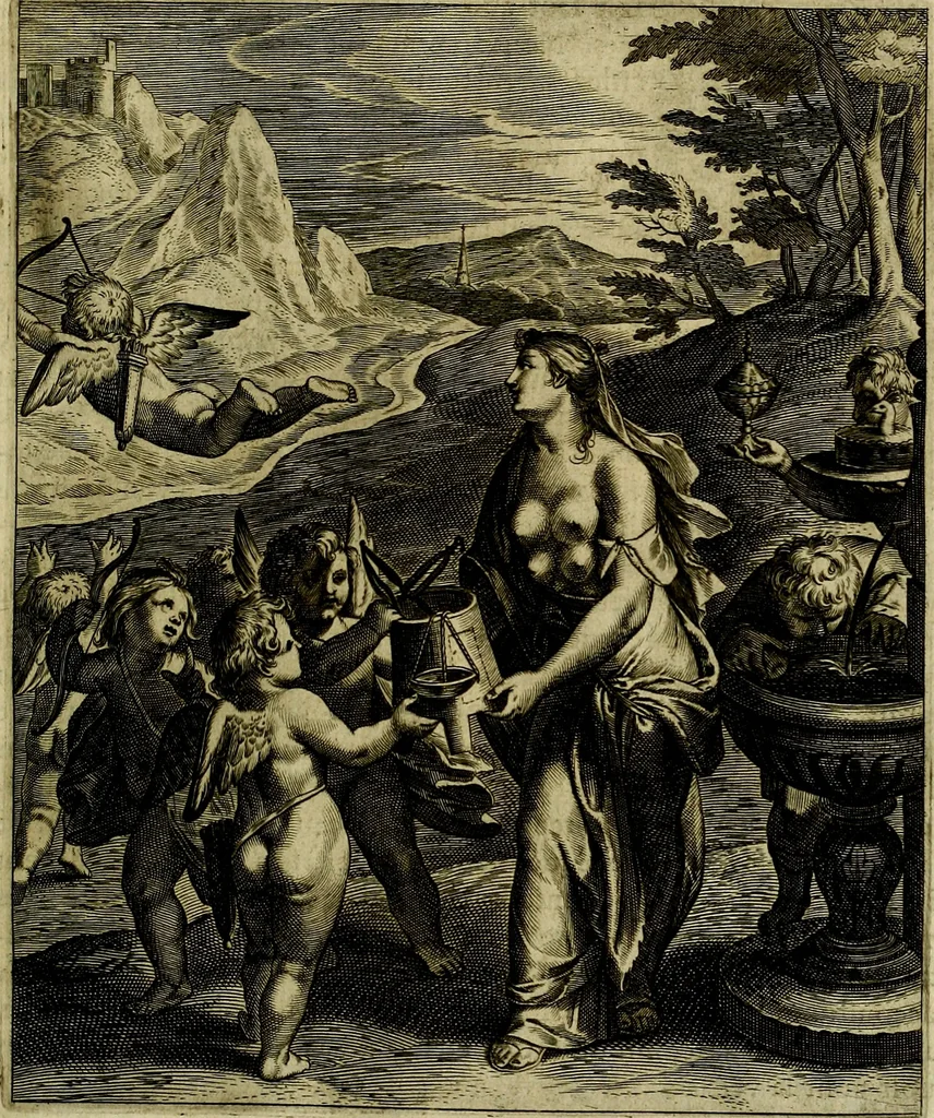 An illustration from La doctrine des moevrs, tiree de la philosophie des stoiques, representee en cent tableavx et expliqvee en cent discovrs pour l'instruction de la ieunesse, 1646, leaf 50