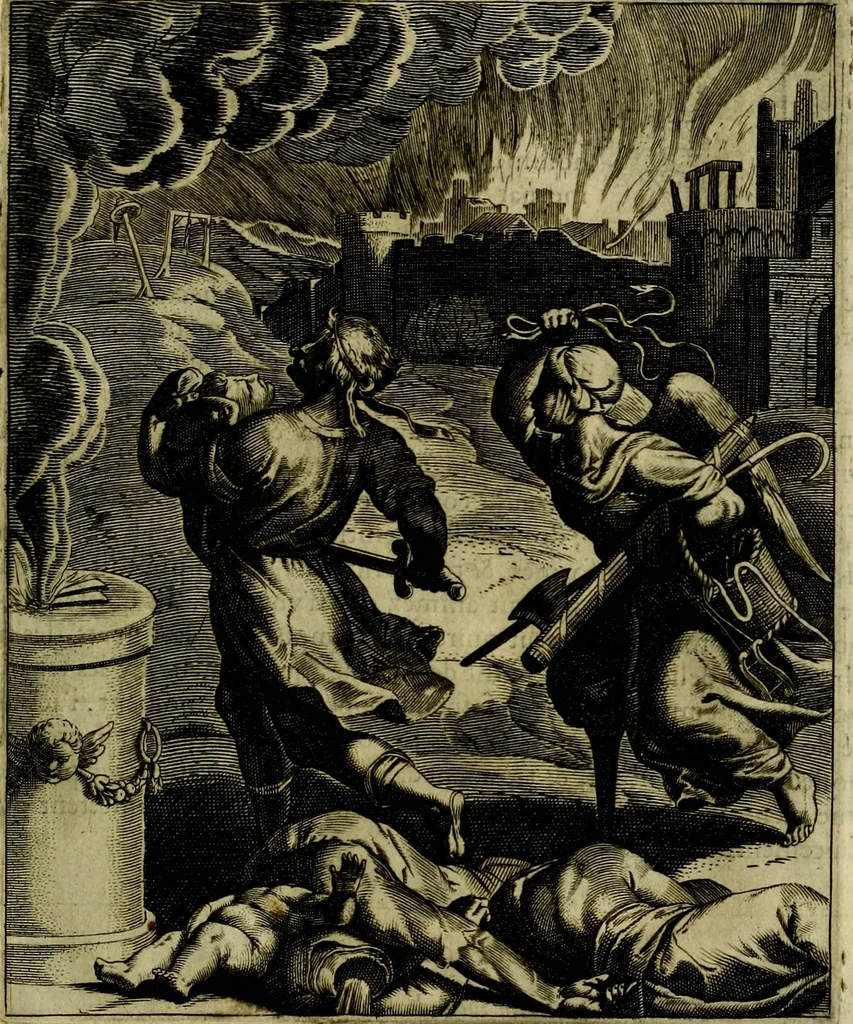 An illustration from La doctrine des moevrs, tiree de la philosophie des stoiques, representee en cent tableavx et expliqvee en cent discovrs pour l'instruction de la ieunesse, 1646, leaf 68