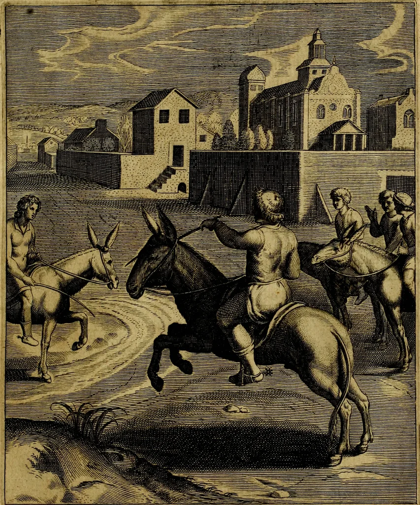 An illustration from La doctrine des moevrs, tiree de la philosophie des stoiques, representee en cent tableavx et expliqvee en cent discovrs pour l'instruction de la ieunesse, 1646, leaf 78
