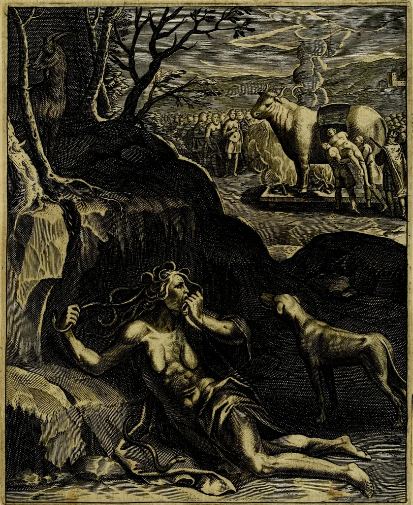 An illustration from La doctrine des moevrs, tiree de la philosophie des stoiques, representee en cent tableavx et expliqvee en cent discovrs pour l'instruction de la ieunesse, 1646, leaf 86