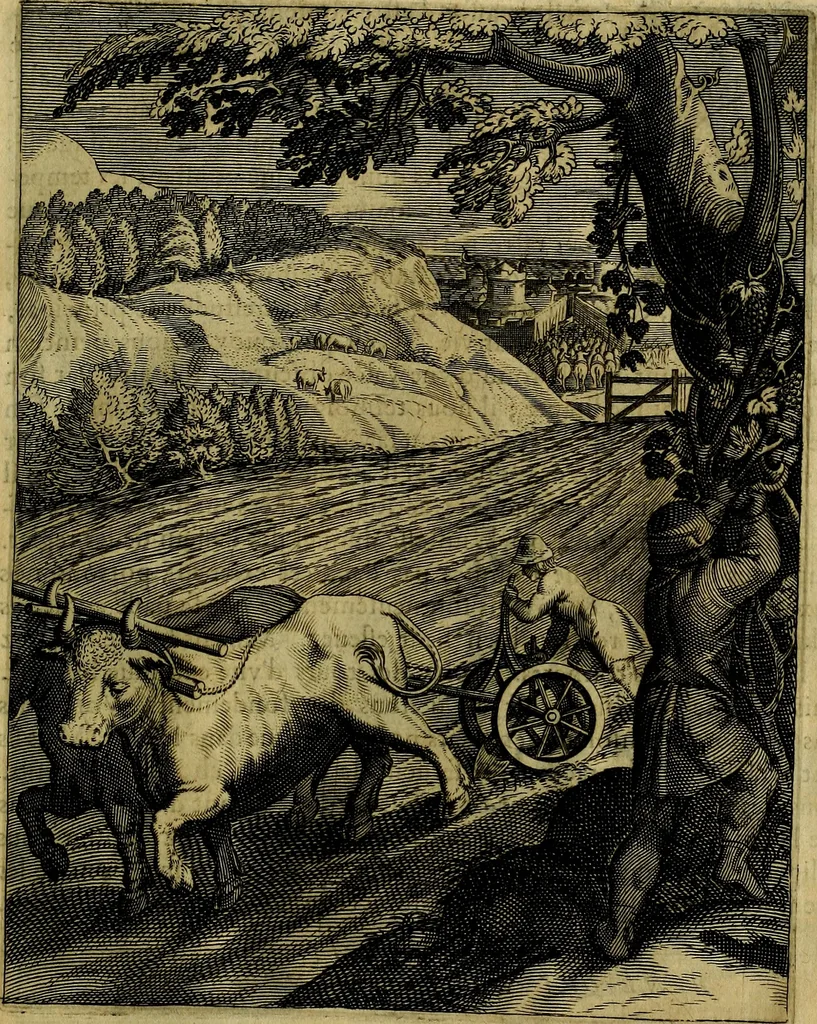 An illustration from La doctrine des moevrs, tiree de la philosophie des stoiques, representee en cent tableavx et expliqvee en cent discovrs pour l'instruction de la ieunesse, 1646, leaf 94