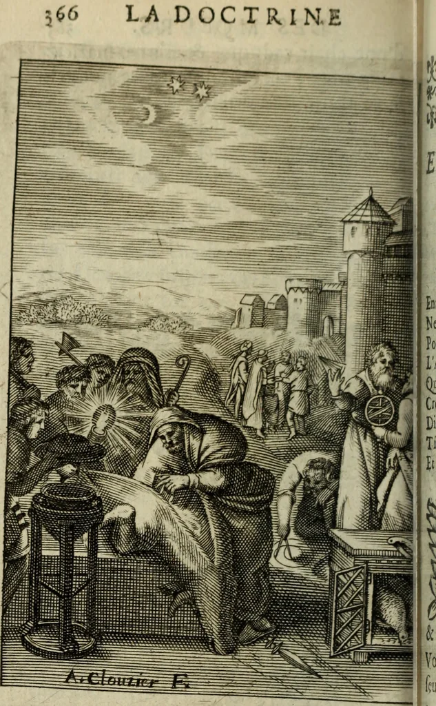 An illustration from La doctrine des murs, 1685, leaf 387