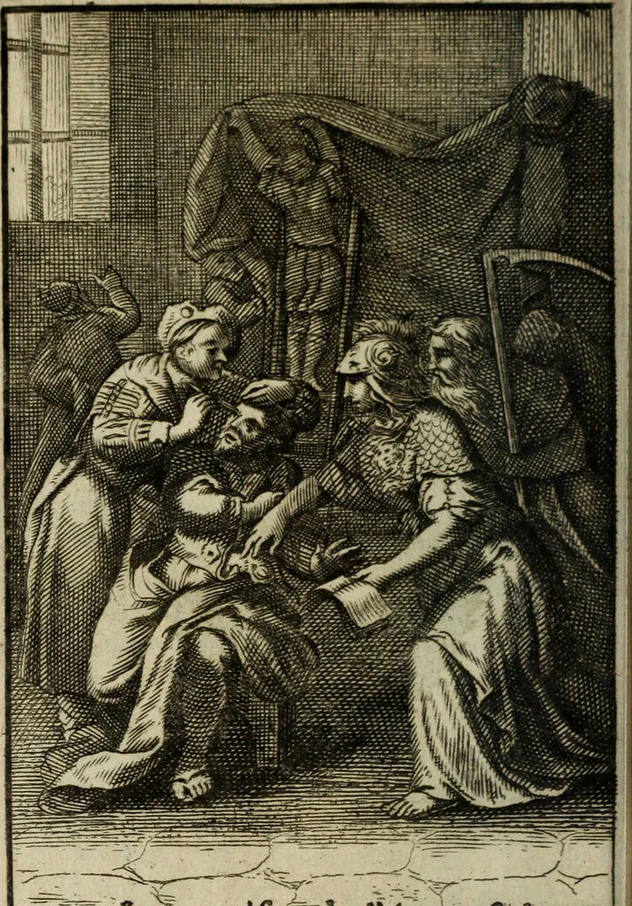 An illustration from La doctrine des murs, 1685, leaf 77