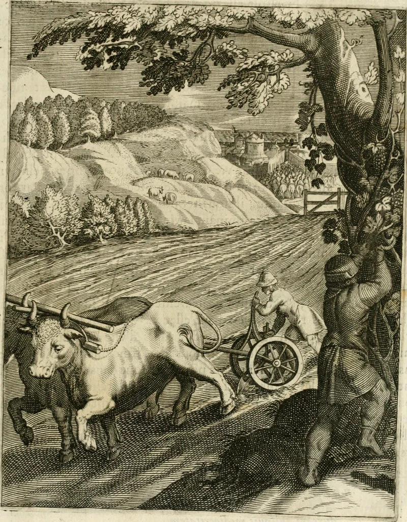 An illustration from La doctrine des murs, tiree de la philosophie des stoiques, representee en cent tableaux et expliquee en cent discours pour l'instruction de la ieunesse, 1646, leaf 100