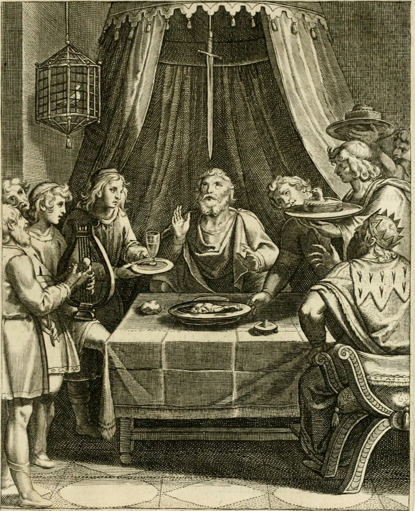 An illustration from La doctrine des murs, tiree de la philosophie des stoiques, representee en cent tableaux et expliquee en cent discours pour l'instruction de la ieunesse, 1646, leaf 116