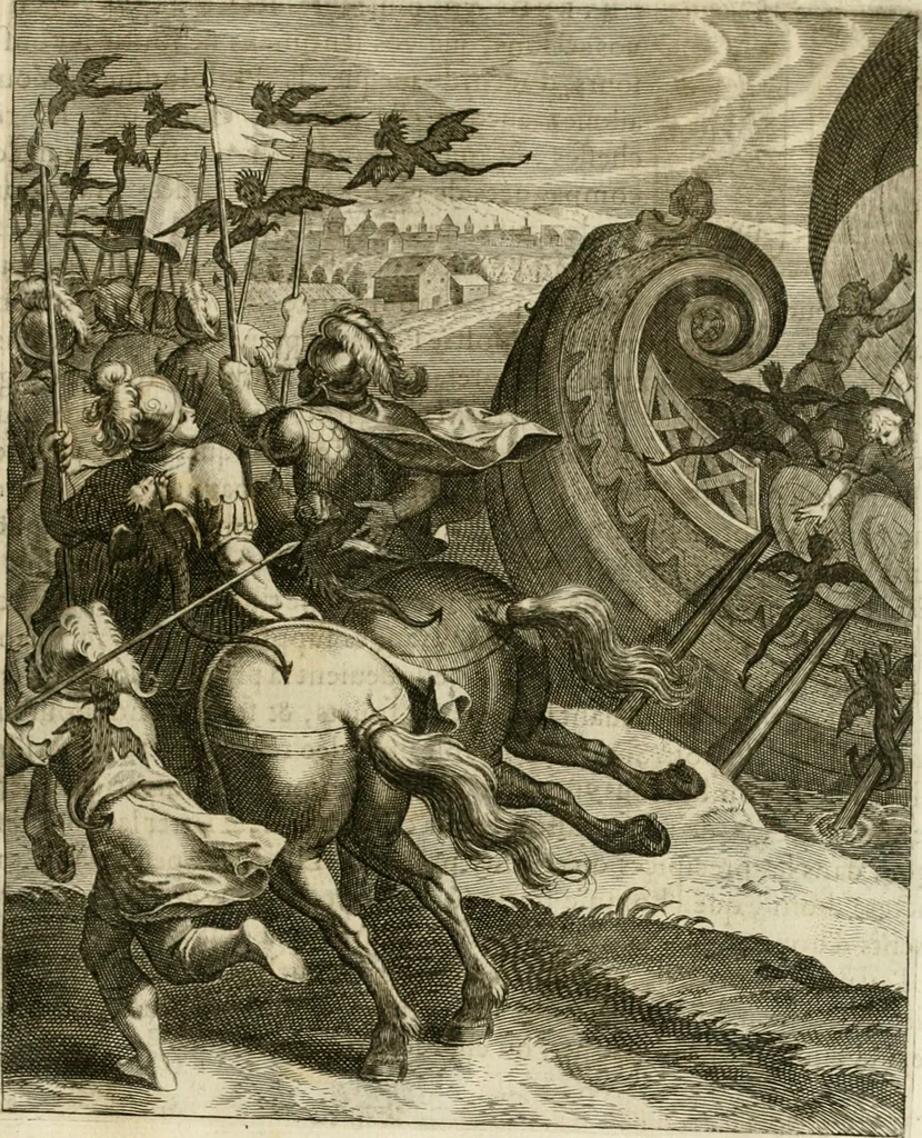 An illustration from La doctrine des murs, tiree de la philosophie des stoiques, representee en cent tableaux et expliquee en cent discours pour l'instruction de la ieunesse, 1646, leaf 120