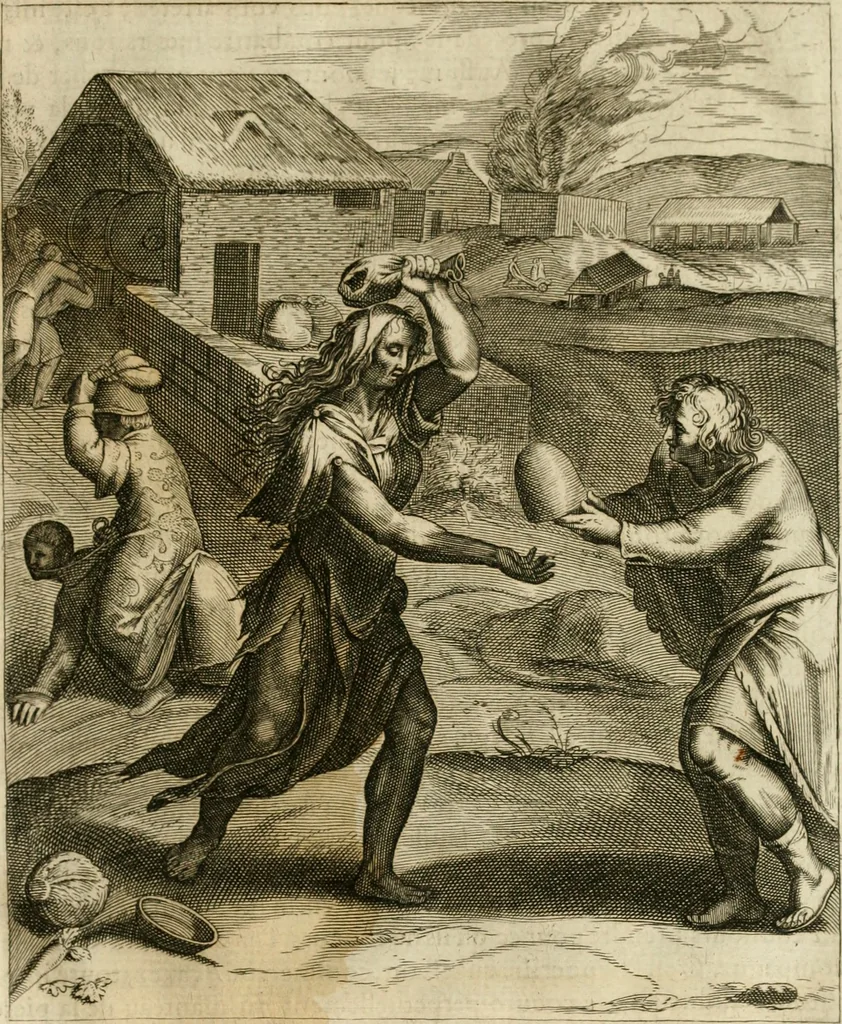 An illustration from La doctrine des murs, tiree de la philosophie des stoiques, representee en cent tableaux et expliquee en cent discours pour l'instruction de la ieunesse, 1646, leaf 124