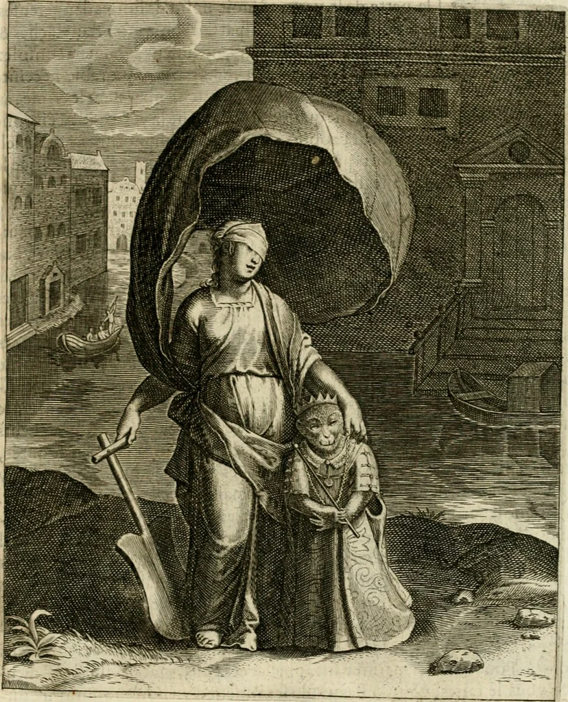 An illustration from La doctrine des murs, tiree de la philosophie des stoiques, representee en cent tableaux et expliquee en cent discours pour l'instruction de la ieunesse, 1646, leaf 134