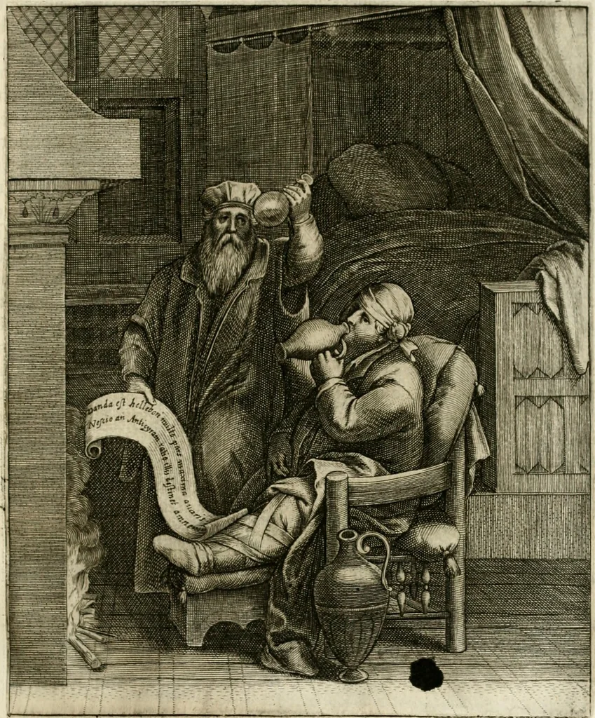 An illustration from La doctrine des murs, tiree de la philosophie des stoiques, representee en cent tableaux et expliquee en cent discours pour l'instruction de la ieunesse, 1646, leaf 142
