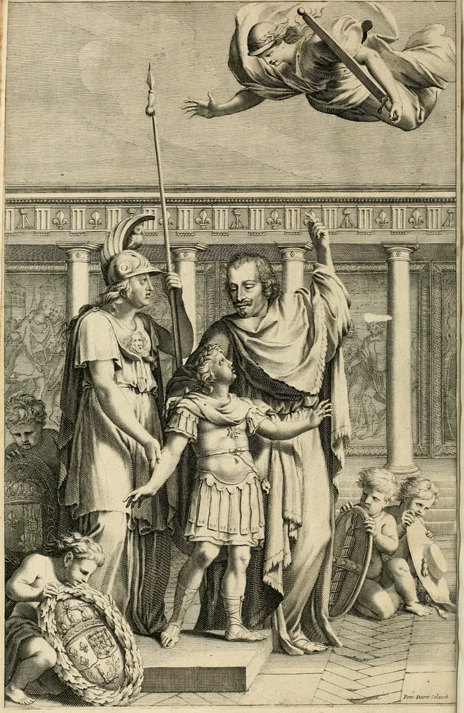 An illustration from La doctrine des murs, tiree de la philosophie des stoiques, representee en cent tableaux et expliquee en cent discours pour l'instruction de la ieunesse, 1646, leaf 15