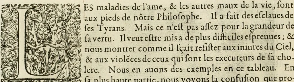 An illustration from La doctrine des murs, tiree de la philosophie des stoiques, representee en cent tableaux et expliquee en cent discours pour l'instruction de la ieunesse, 1646, leaf 175