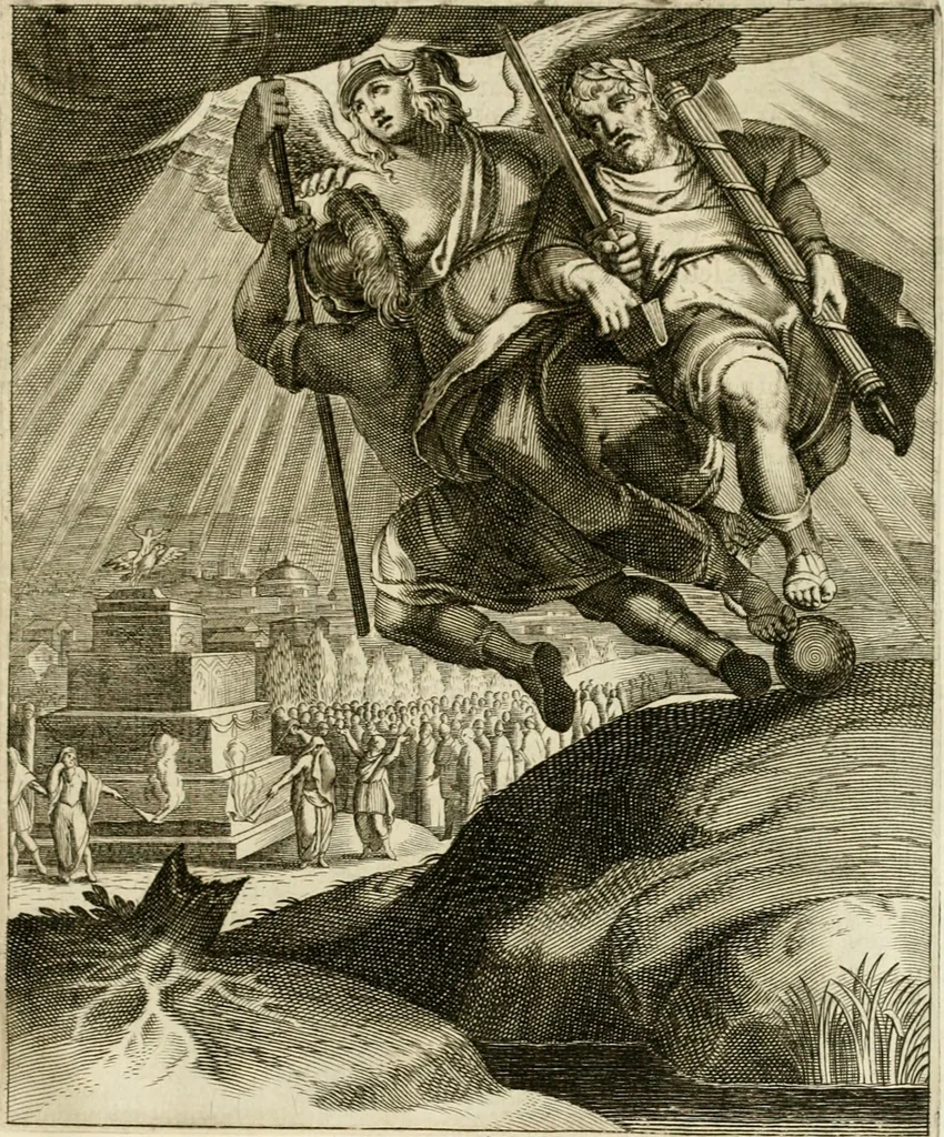 An illustration from La doctrine des murs, tiree de la philosophie des stoiques, representee en cent tableaux et expliquee en cent discours pour l'instruction de la ieunesse, 1646, leaf 190