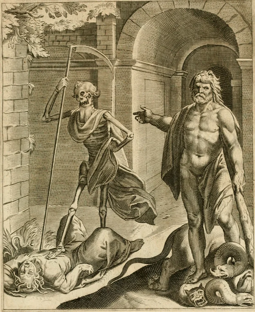 An illustration from La doctrine des murs, tiree de la philosophie des stoiques, representee en cent tableaux et expliquee en cent discours pour l'instruction de la ieunesse, 1646, leaf 202