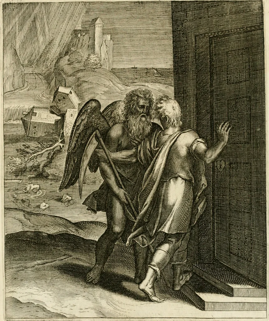 An illustration from La doctrine des murs, tiree de la philosophie des stoiques, representee en cent tableaux et expliquee en cent discours pour l'instruction de la ieunesse, 1646, leaf 210
