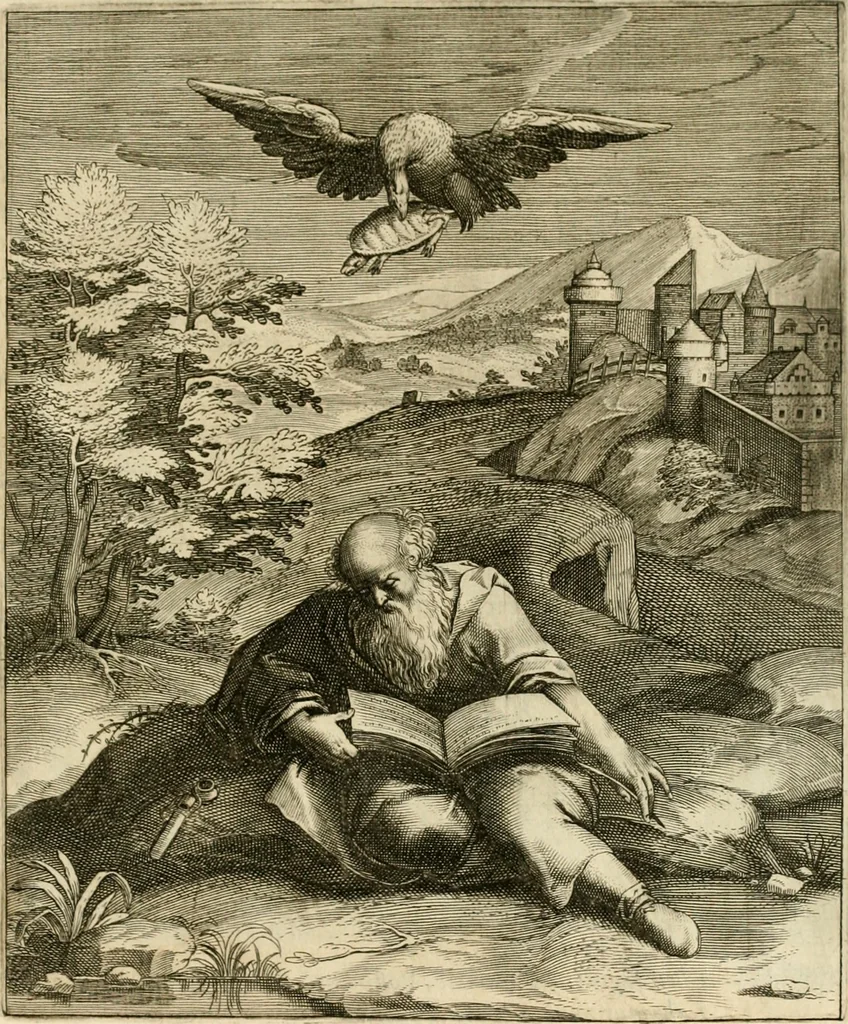 An illustration from La doctrine des murs, tiree de la philosophie des stoiques, representee en cent tableaux et expliquee en cent discours pour l'instruction de la ieunesse, 1646, leaf 224