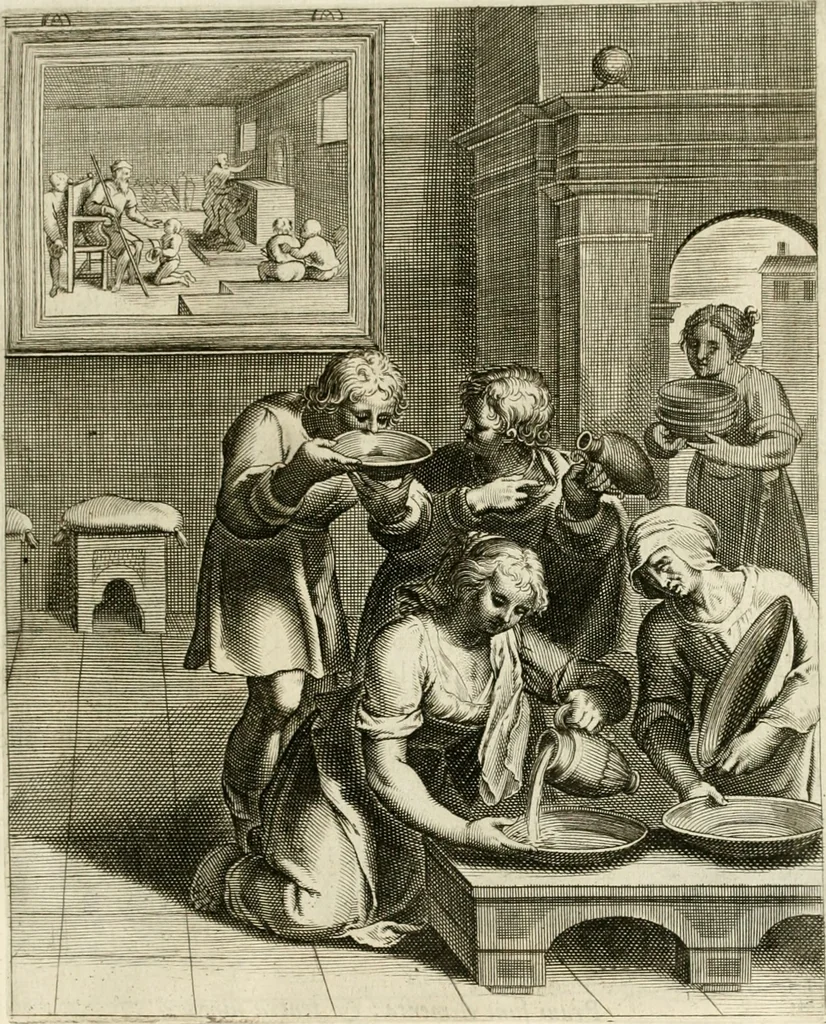 An illustration from La doctrine des murs, tiree de la philosophie des stoiques, representee en cent tableaux et expliquee en cent discours pour l'instruction de la ieunesse, 1646, leaf 40
