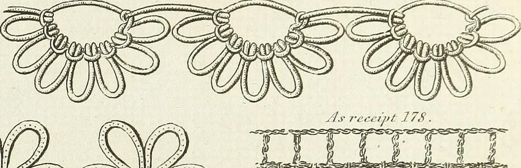 An illustration from The lady's assistant for executing useful and fancy designs in knitting, netting and crochet work..., 1847, leaf 17