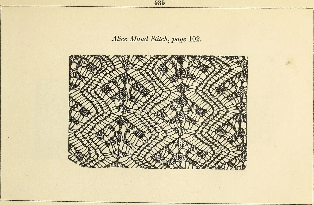 An illustration from The lady's assistant for executing useful and fancy designs in knitting, netting and crochet work..., 1847, leaf 551